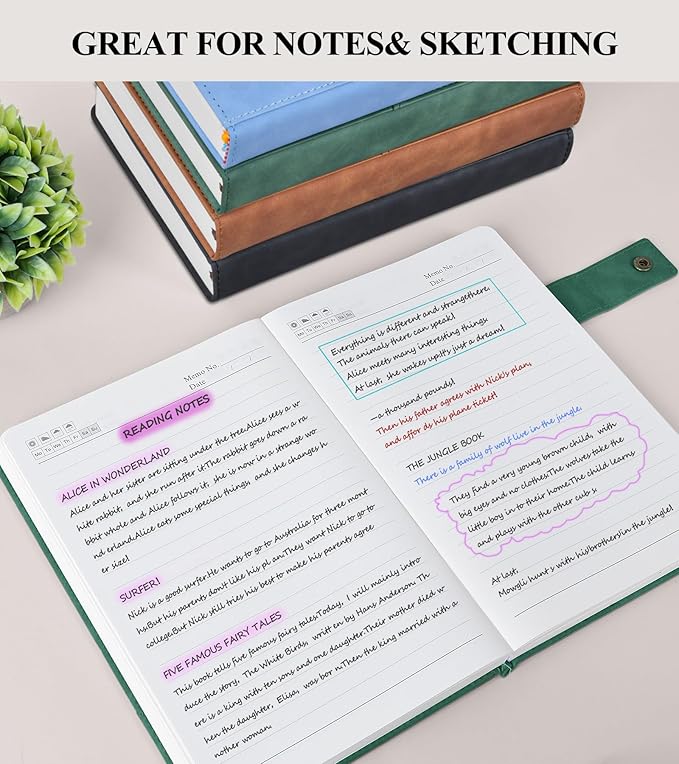 365 Page Thick Lined Journal Notebook for Men Women, A5 Leather Journals for Writing, Hardcover Notebooks for Work, School, Note Taking,Travel, Business,Personal Diary, College Ruled 5.9" x 8.4"