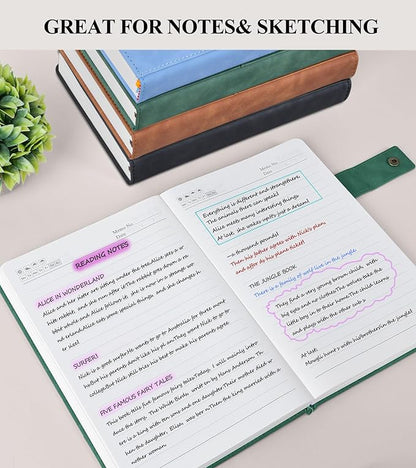 365 Page Thick Lined Journal Notebook for Men Women, B5 Large Leather Journals for Writing, Hardcover Notebooks for Work, School, Note Taking, Business, Travel Diary, College Ruled 7.6" x 10"