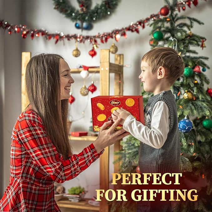 Gold Chocolate Coins, 100 Pack of Gold Chocolate Coins Bulk, Ideal Coin Candy for Themed Parties, Events and Celebrations, Perfect for Gift Bags and Festive Decorations Christmas and st patricks day.