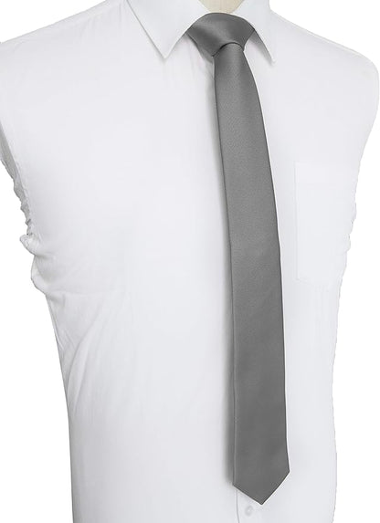 JEMYGINS 2.4" Solid Color Skinny Tie Slim Necktie for Men