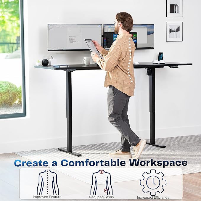 VIVO Large Electric 83 x 30 in Standing Desk, Memory Height Adjustment, 1B Series, Black Top Black Frame, DESK-KIT-1B8B