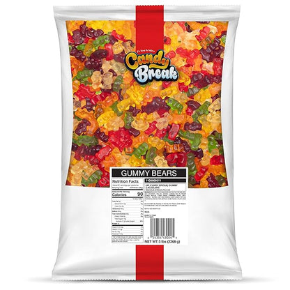Candy Break Gummy Bears, Six Flavor Gummies, Sweet & Fruity Candy Snacks for Kids & Adults, Bulk Candies Share Size Bag, Variety Pack, 5 lbs, Pack of 1