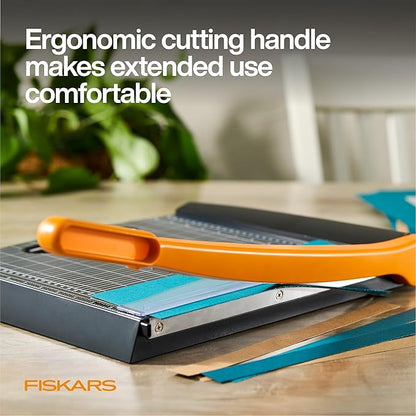 Fiskars Recycled Bypass Paper Trimmer - 12" Cut Length - Guillotine Paper Cutter with Self-Sharpening Blade - Black
