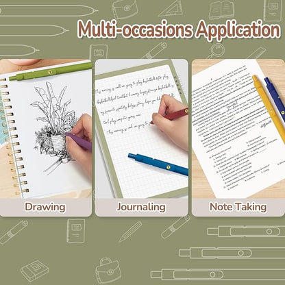 Gel Pens, 6 Pack Gold Retro 0.5mm Black Ink Pens Fine Point Smooth Writing Pens for School Office Supplies, Gifts for Women Girls