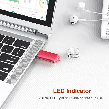 TOPESEL USB Flash Drive 5 Pack 64GB USB 2.0 Flash Drive Memory Stick USB Drive Jump Drive USB Storage Flash Drives Pen Drive Thumb Drives (5 Mixed Colors: Black Blue Green Red Silver)