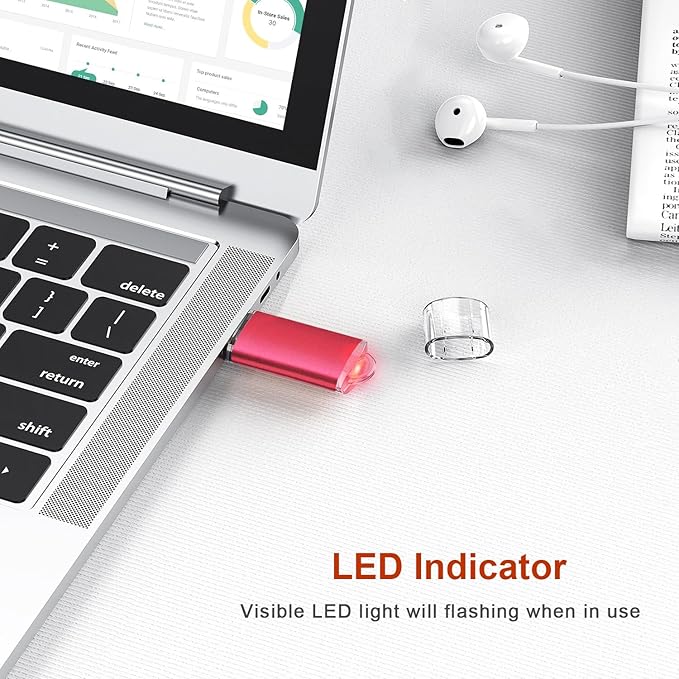 TOPESEL 5 Pack 32GB USB 2.0 Flash Drive Memory Stick Thumb Drives (5 Mixed Colors: Black Blue Green Red Silver)