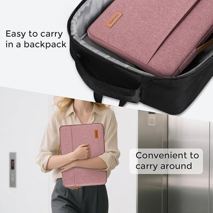 DOMISO 11 Inch Laptop Sleeve Canvas Notebook Portable Carrying Bag Case Handbag for 11.6" MacBook Air / 12.3" Microsoft Surface Pro 4/11.6" Computers, Pink