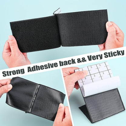 Navona 20Ft x 4 Inch Heavy Duty Hook and Loop Tape with Adhesive, Carpet Anti Slip Rug Gripper, Couch Cushion Grip, Hook and Loop Strips for Home, Office, DIY and Car -Black