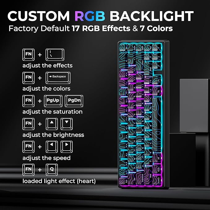 XVX M67 60% Keyboard with IMD Keycaps, QMK/VIA Topographic Gaming Keyboard, Wired Mechanical Key Board, RGB Custom Gasket Hot Swappable, for Windows & Mac, Interstellar Black