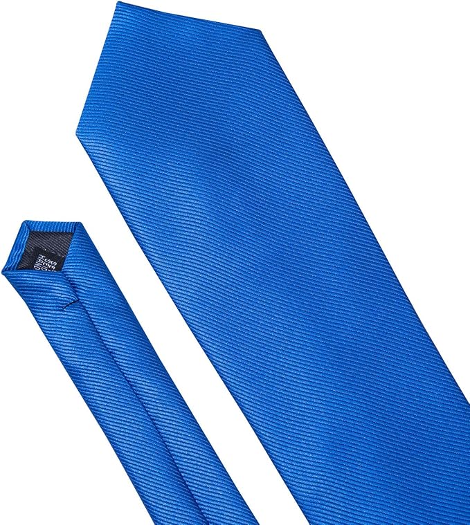 Barry.Wang Tie Sets for Men Silk Solid Necktie Stain Ties Handkerchief Pocket Square Cufflinks Wedding Business Dyed