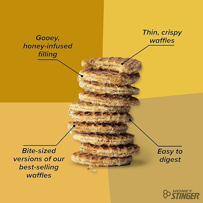 Honey Stinger Organic Mini Honey Waffles, Energy Stroopwafel for Exercise, Endurance and Performance, Sports Nutrition for Home & Gym, Pre and Post Workout, 1 Bag, 5.3 Ounce