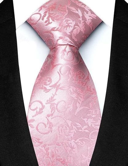JEMYGINS Mens Floral Tie and Lapel Pin Necktie Pocket Square and Tie Clip with Sets for Business Casual 4PCS