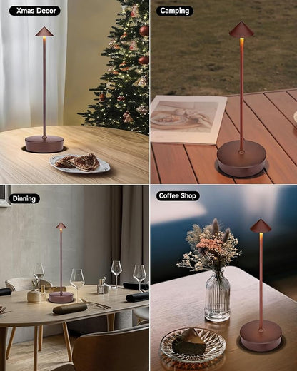 Cordless Led Table Desk Lamp 2 Pack, 7000mAh Battery Outdoor Table Light Waterproof for Restaurant Patio Camping Home Decor, USB-A Output, Brightness Memory, Dimmable