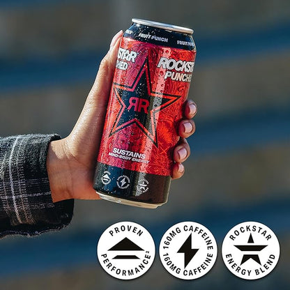 Rockstar Energy Drink Punched Hardcore Apple, 16oz Cans (12 Pack)