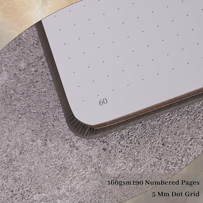 TIEFOSSI Dot Journals for Women Men, Dot Journals for Writing Women, 160gsm Thick Paper, 190 Numbered Pages, for Planner Organization
