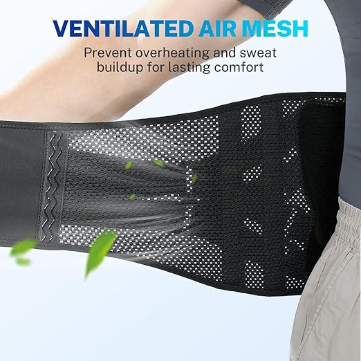 Back Brace for Women Men, Reinforced 3D Lumbar Support Pad, 4 Carbon Fiber Splints, Ultra-thin Air Mesh, Wear for Under Clothes, for Lower Back Pain Relief, Sciatica, Posture, Lifting, Size L