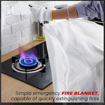 6 Sets Emergency Fire Blanket for Home Fire Suppression Thermal Blankets with Emergency Whistles, Hooks and Gloves for Kitchen, Fireplace, Car, Office, 39.3" x 39.3"