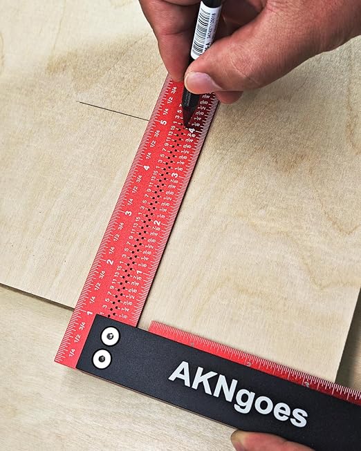 Precision Woodworking Square Ruler for Measuring and Marking, Square Ruler with Support Lip, Self Standing for Quick Measurement, Framing Tool for Professional Carpentry Use- 4 Inch