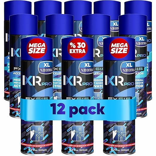 CA Glue Activator Spray (12x16.9 oz) – Super Glue Accelerator for Instant Bonding | Fast-Drying Cyanoacrylate Activator for Woodworking, Plastic, Metal, 3D Printing, Guitar, DIY, and Repairs