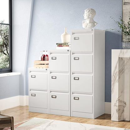 4 Drawer File Cabinet, Filing Cabinets for Home Office, Metal Vertical File Storage Cabinet with Lock, Locking File Cabinet for A4 Legal/Letter, 15" W x 17.7" D x 50.1" H, Assembly Required