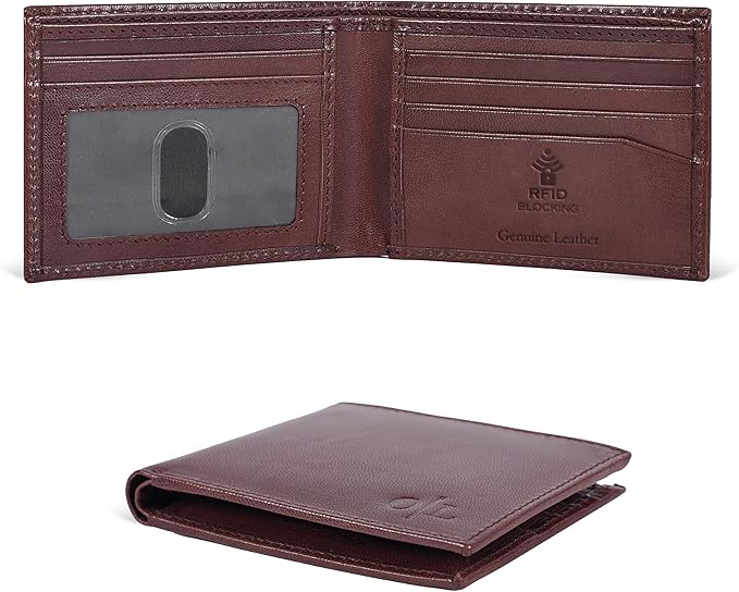 Oak Leathers Slim Leather Wallet for Men - RFID Wallets Credit Card Holder Ultra Thin Gift for Mens, Front Pocket Minimalist Design