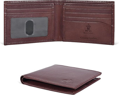 Oak Leathers Slim Leather Wallet for Men - RFID Wallets Credit Card Holder Ultra Thin Gift for Mens, Front Pocket Minimalist Design