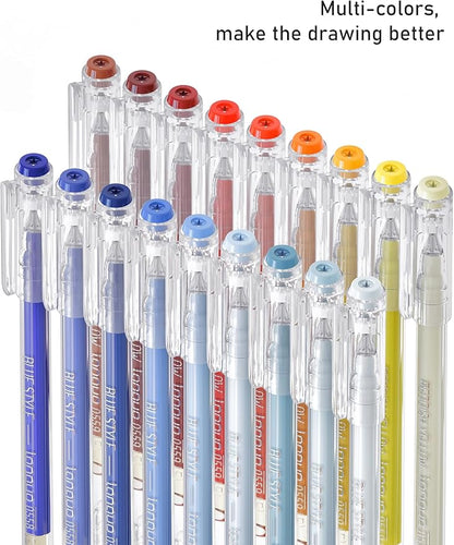 18 Colors Gel Pens for Adult Coloring Books – Fine Tip Gel Markers for Drawing, Journaling, Art, School Supplies(Blue Colors & Orange Colors)