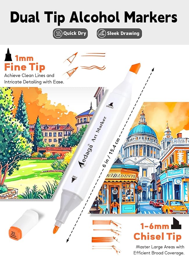 YHC 200 Colors Alcohol Markers for Artists, Free APP for Coloring, Dual Tips Alcohol-Based Markers for Drawing,Painting and Sketching, Great Gift Idea for Adults