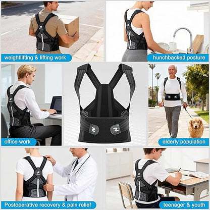 NEENCA Medical Posture Corrector Back Brace for Women & Men, Fully Adjustable Back Support, Shoulder Straightener for Upper and Lower Back Pain Relief - Scoliosis, Hunchback, Thoracic, Spine Corrector