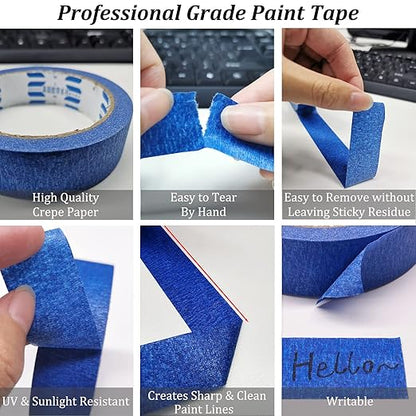 6 Rolls Painters Tape, Blue Tape, 1.88inch x 60.1yds, Premium Blue Painter's Tape Masking Tape, Multi-Surface Painting Tape for Indoor&Outdoor Use, DIY Crafts Arts, Labeling, Decorations, Easy Removal