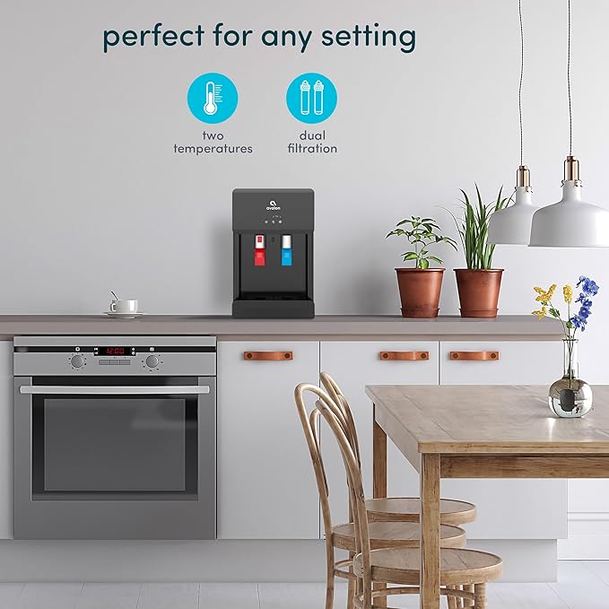 Avalon B8BLK Countertop Touchless Bottleless Water Cooler-2 Stage Water Filters and Installation Kit Included, NSF Certified, UL Approved, Black