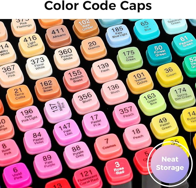 Soucolor Alcohol Markers 204 Colors with Case & Holders, Dual Tips Chisel & Fine Art Markers for Adult Coloring Kids Drawing, Artist Markers Art Supplies for Blending Sketching