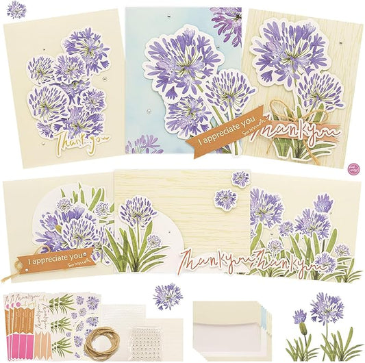 DIY Card Making Kit for Adults Flower Appreciation -Themed & Thank You Cards with Envelopes for Birthdays, Weddings, Teachers, Parents, and Gift Giving (9 Sets)