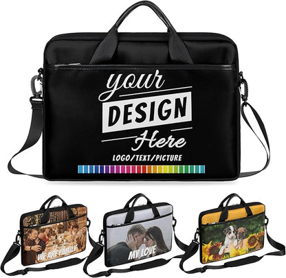 Custom-Laptop-Bag 15 Inch with Name Photo Personalized-Computer-Shoulder-Case Briefcases for Women Men Business