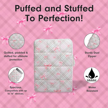 Sonix | Puffy Laptop Sleeve | 15-16 Inch, Quilted Pillow Puffer Laptop Carrying Case, Computer Sleeve | Clueless Pink