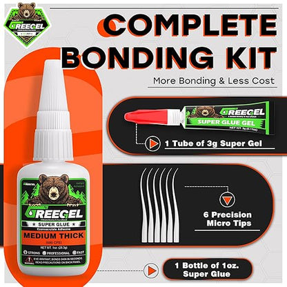Super Glue Medium Thick for Metal, Wood, Ceramic, Glass, Multi-Purpose Instant Glue 1 oz - Clear Cyanoacrylate Adhesive (CA) Superglue with Extra Gel for DIY Craft, 3D Printing, Model (1 Pack)
