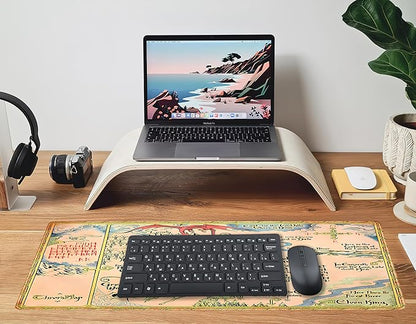 Vintage Desk Pad Gaming Desk Mat XL Mouse Pad, Computer Keyboard Mat Extra Large Mouse Mat, Personalized Desktop MatAged Yellow Desk Protector Mat, Special Symbol Desk Decoration 31.5" x 11.8"