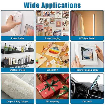 Double Sided Tape 0.39in X 9.85ft，Heavy Duty Removable Mounting Tape, Picture Hanging Adhesive Strips