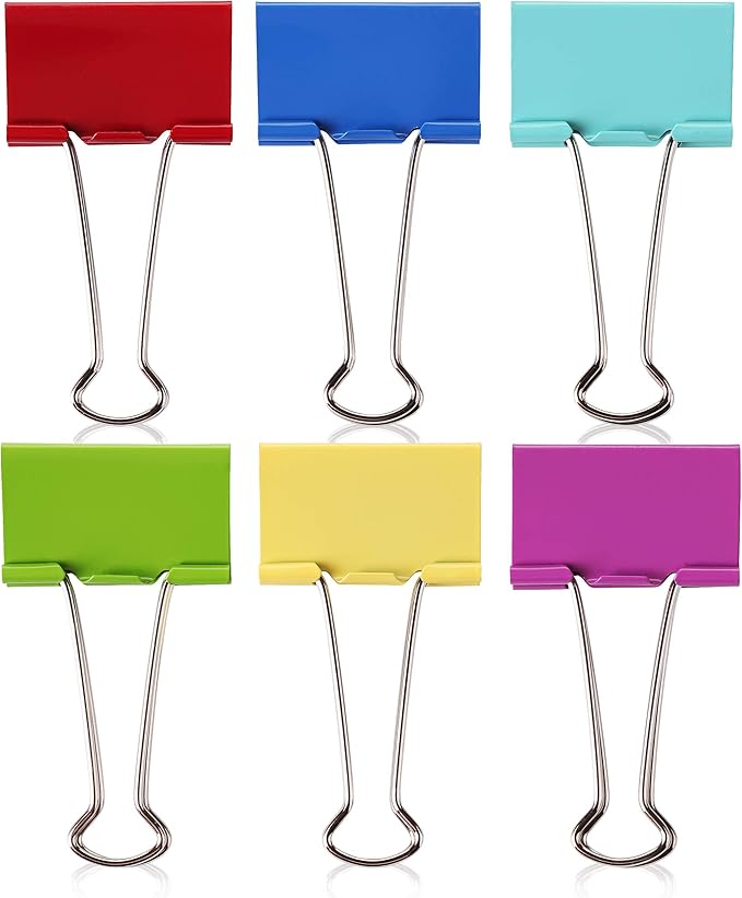 Mr. Pen Extra Large Binder Clips, 2 Inch, 12 Pack, Assorted Color