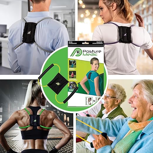 PRIMEKINETIX PostureMedic Dynamic Posture Corrector - Active Resistance Training System for Upper Back Strengthening & Shoulder Alignment - Stretches Chest, Strengthens Back - Size L (Yellow)