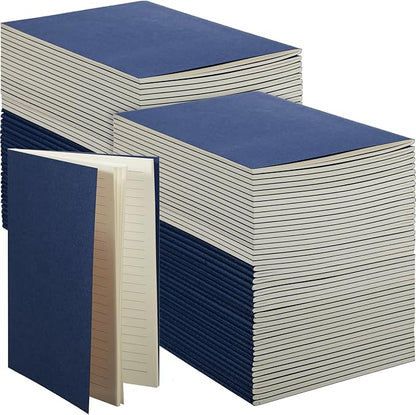 Mimorou 100 Pcs Kraft Notebook Journals 5.5 Inch x 8.3 Inch A5 Softcover Notebooks Bulk for Writing Sketch Office Notepad with 60 Pages 30 Sheets (Multicolor,Lined)(Navy Blue,Lined)