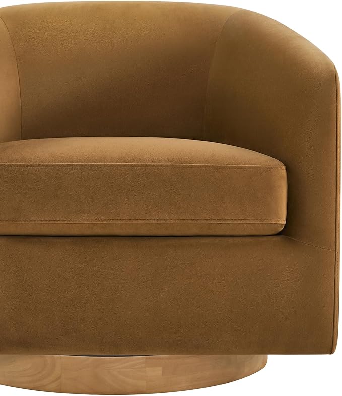 CHITA Swivel Accent Chair, FSC Certified Upholstered Velvet Barrel Chair for Living Room, Fully Assembled, Sand