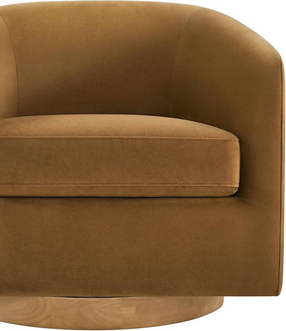 CHITA Swivel Accent Chair, FSC Certified Upholstered Velvet Barrel Chair for Living Room, Fully Assembled, Sand
