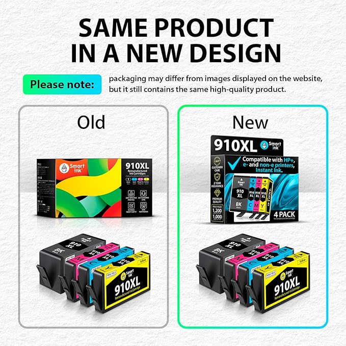 Smart Ink Remanufactured Ink Cartridges Replacement for HP 910XL 910 XL Black and Color Combo Pack to use with OfficeJet Pro 8025e 8025 8028e 8028 8035e 8035 OfficeJet 8015e 8022e 8015 8022 Printers