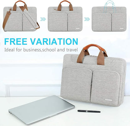 Lacdo 360° Protective Laptop Shoulder Bag, 16 inch Laptop Bag for 16 inch New MacBook Pro M4/M3/M2 /M1 Pro Max A3403 A3186 A2991 A2780 A2485 2024-2019, 15" Surface Laptop 7th Copilot+PC Computer, Gray