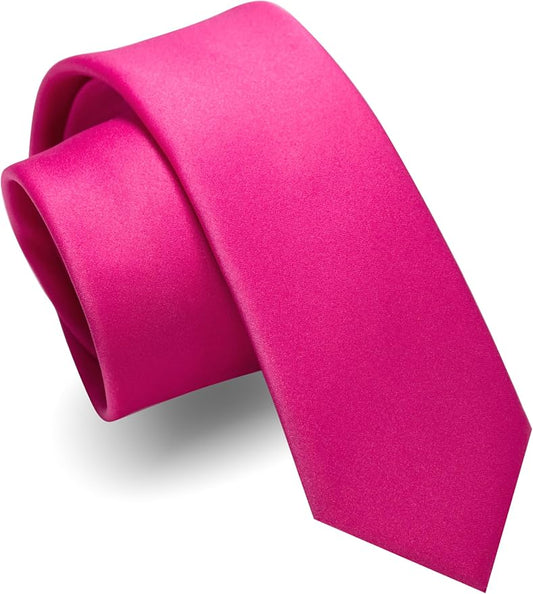 RBOCOTT 2.4“ Solid Color Skinny Tie Business Wedding Necktie for Men(6cm)