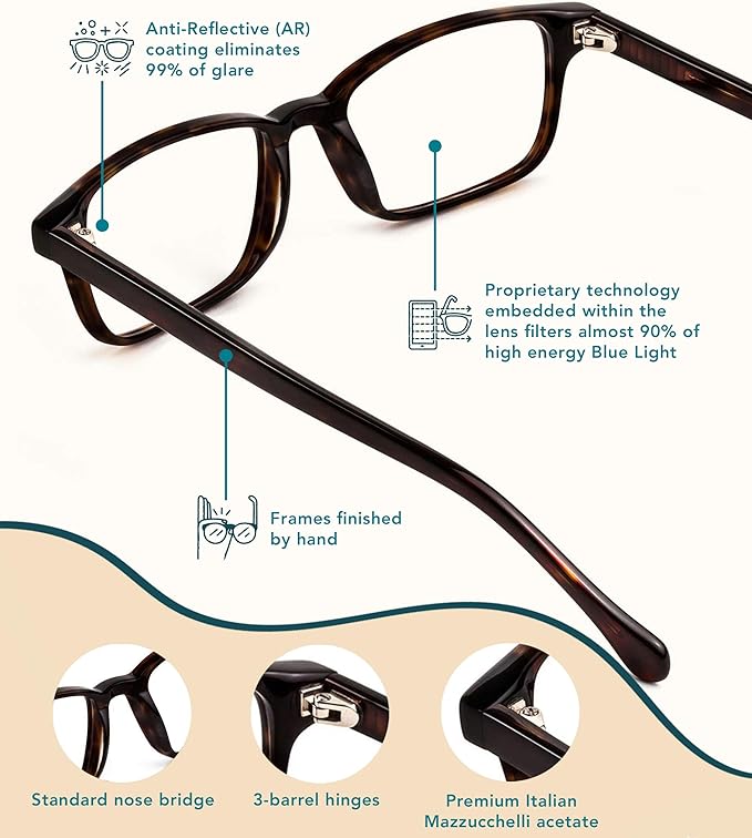 Felix Gray Carver Blue Light Glasses Men & Women, Blue Light Blocking Glasses, Gaming Glasses, Computer Glasses