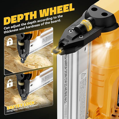 Cordless 2" Brad Nailer Compatible with DeWalt 20V Battery(No Battery), Ecarke 2 in 1 Electric Nail Gun Staple Gun with 18GA Nails/Staples, Battery Power Nail Gun for Trim Wood Crafting Home Carpentry