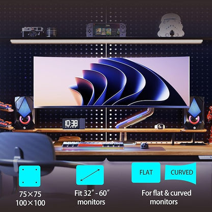 NB Gaming Monitor Arm or for 32 to 60 Inches Screen, Load up to 20 kg, VESA 75/100, RGB-Light, Heavy Duty, Multi Angle Adjustable, Premium Aluminum, Purple Blue
