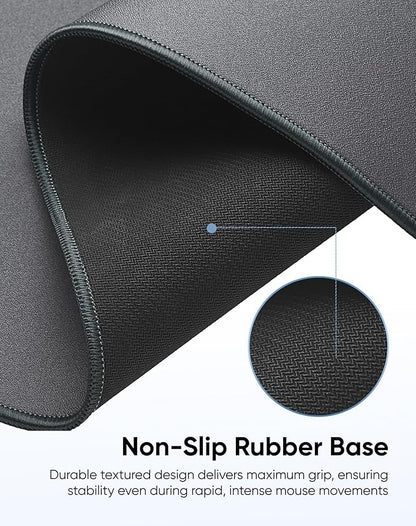 Waterproof Large Gaming Mouse Pad with Durable Stitched Edges, Non-Slip Rubber Base, Grainy Jacquard Mouse Mat Desk Pad for Home Office Gaming, 35.4''x15.7''x0.12'', Matte Gray
